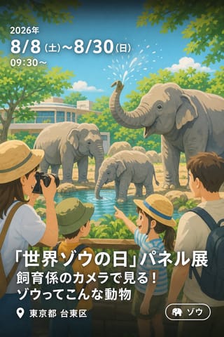 「世界ゾウの日」パネル展 飼育係のカメラで見る！ゾウってこんな動物
