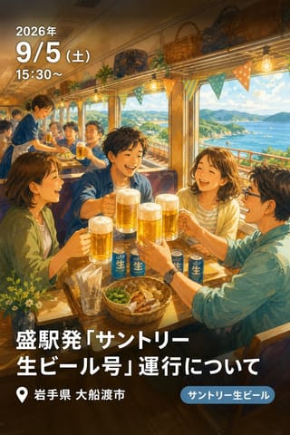 ＜三陸鉄道＞盛駅発「サントリー生ビール号」運行について