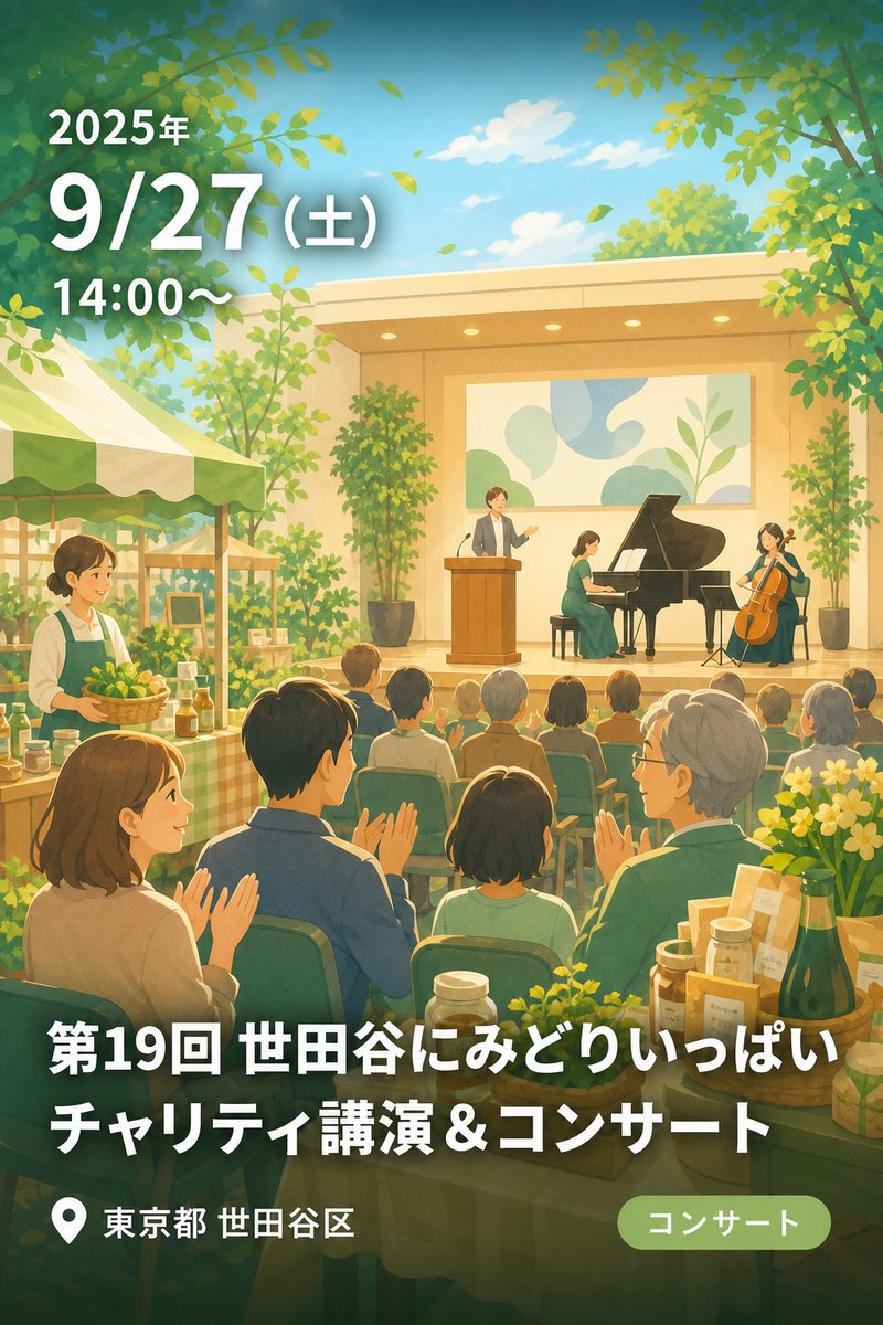 第19回 世田谷にみどりいっぱい チャリティ講演＆コンサート