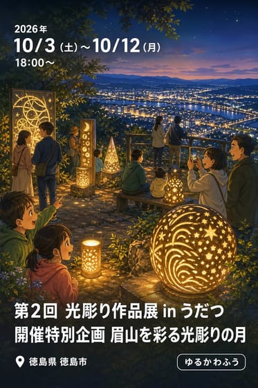 第2回 光彫り作品展 in うだつ 開催特別企画 眉山を彩る光彫りの月