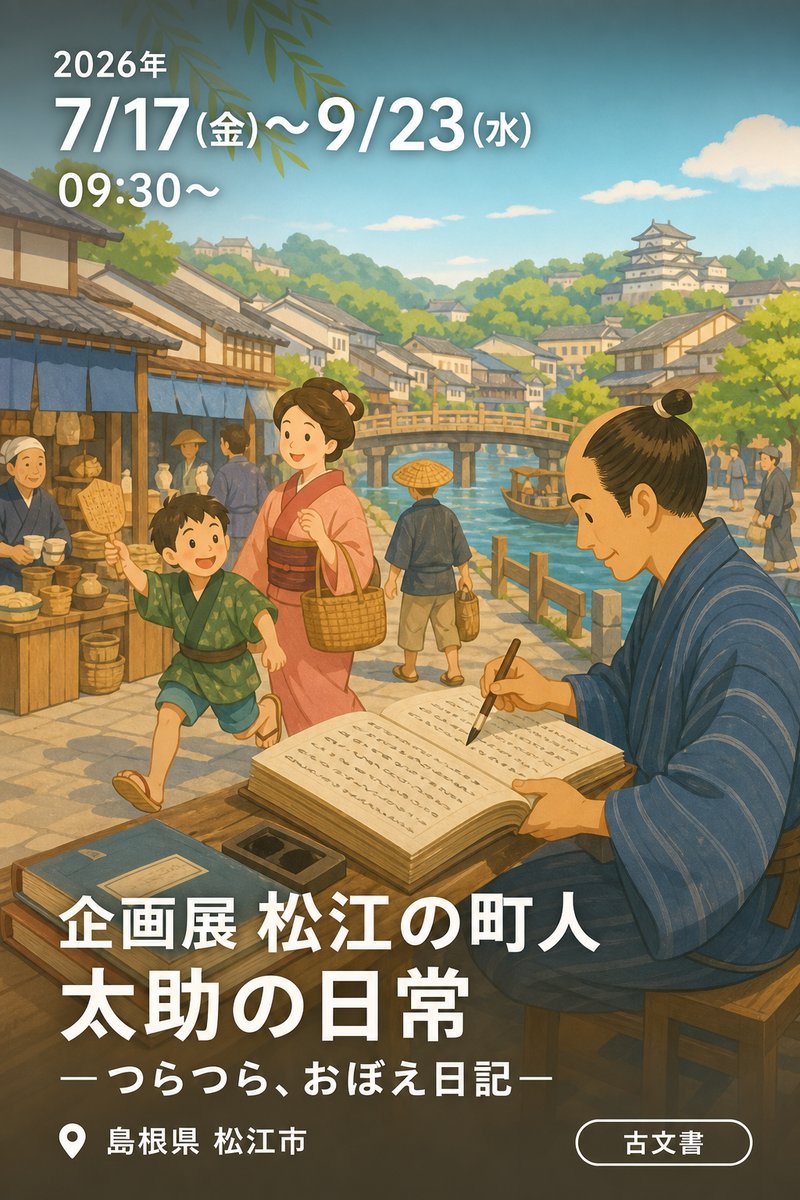 企画展 松江の町人 太助の日常 —つらつら、おぼえ日記—