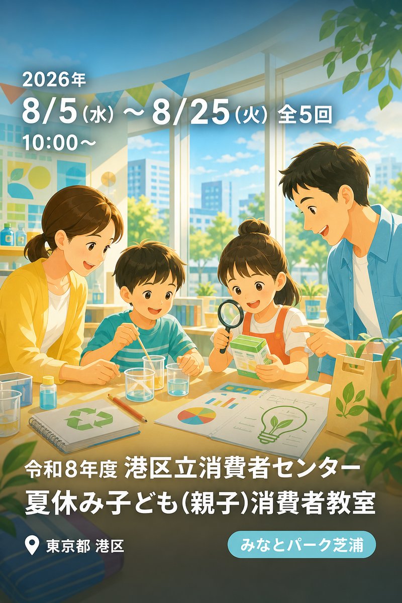 令和8年度 港区立消費者センター 夏休み子ども(親子)消費者教室