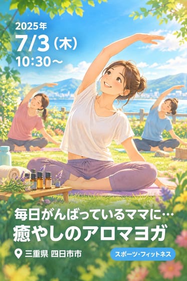 毎日がんばっているママに… 癒やしのアロマヨガ