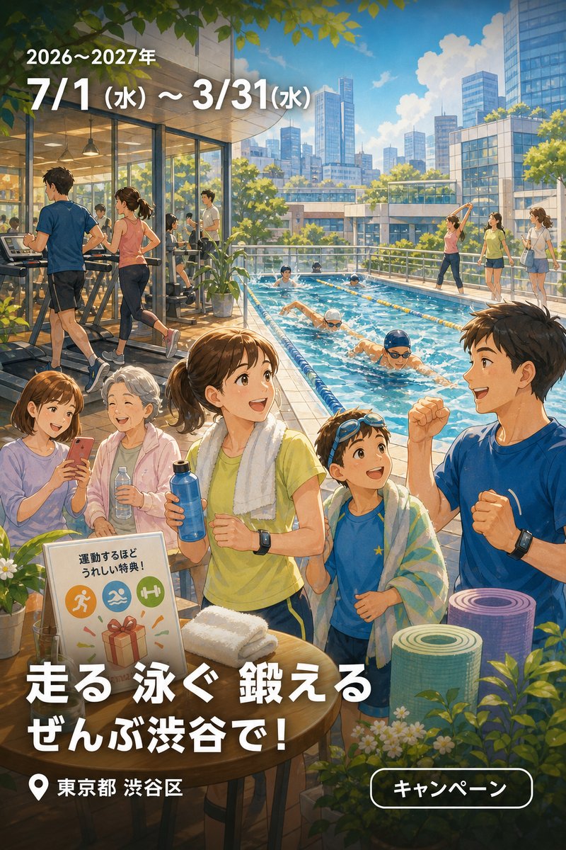走る 泳ぐ 鍛える ぜんぶ渋谷で！