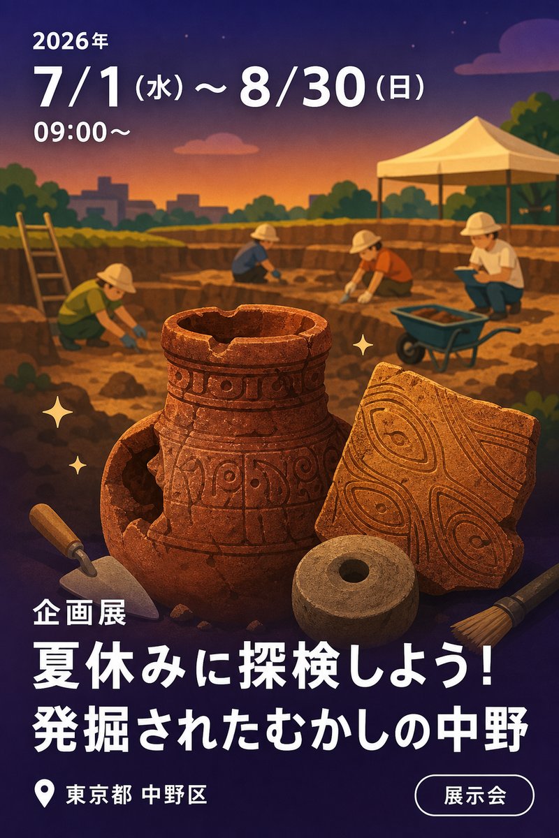 企画展 夏休みに探検しよう！発掘されたむかしの中野