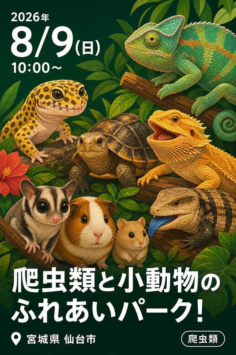 爬虫類と小動物のふれあいパーク！