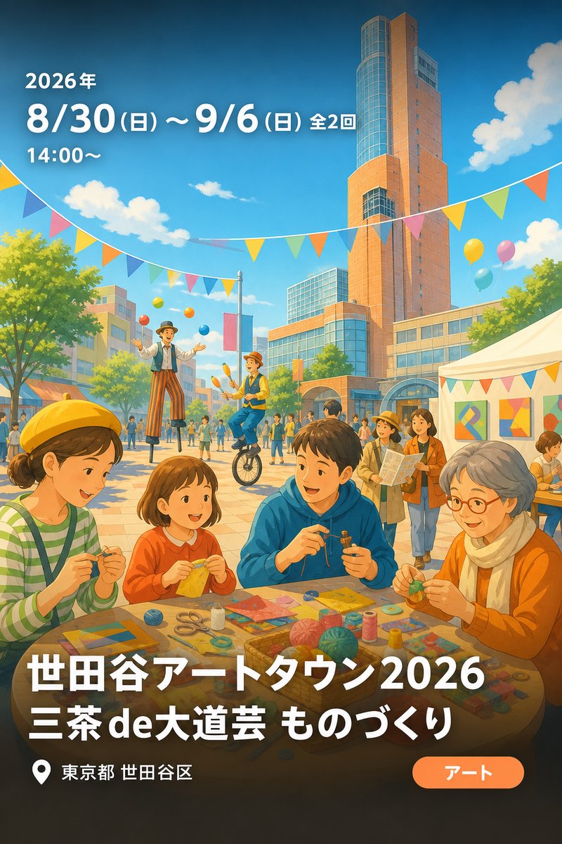 世田谷アートタウン2026 三茶de大道芸 ものづくりボランティア説明会＆まちあるき