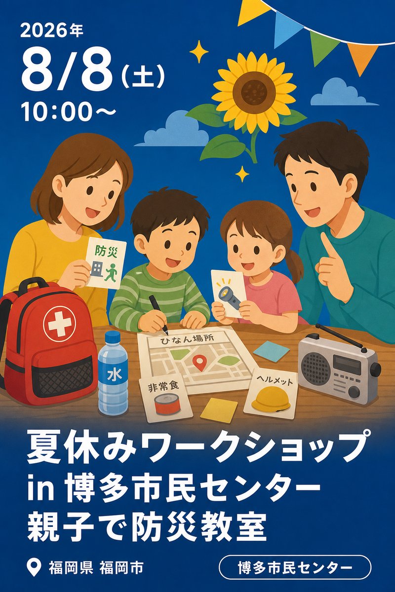 夏休みワークショップ in 博多市民センター 親子で防災教室