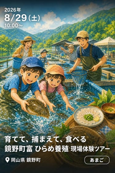 育てて、捕まえて、食べる｜鏡野町富 ひらめ養殖 現場体験ツアー