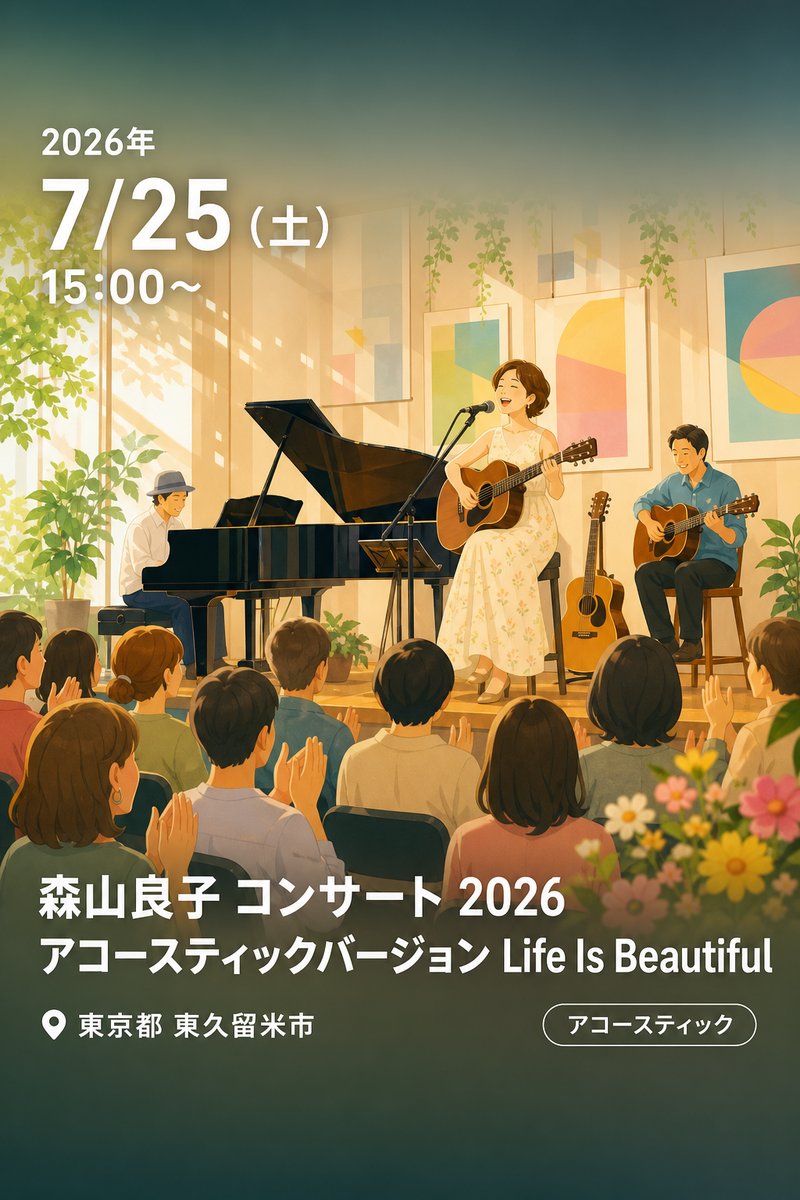 森山良子 コンサート 2026 アコースティックバージョン Life Is Beautiful