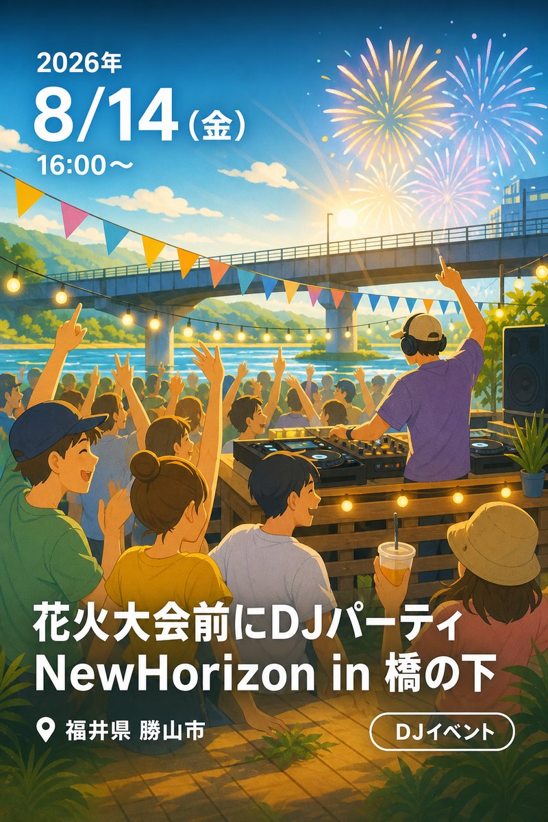 花火大会前にDJパーティ NewHorizon in 橋の下