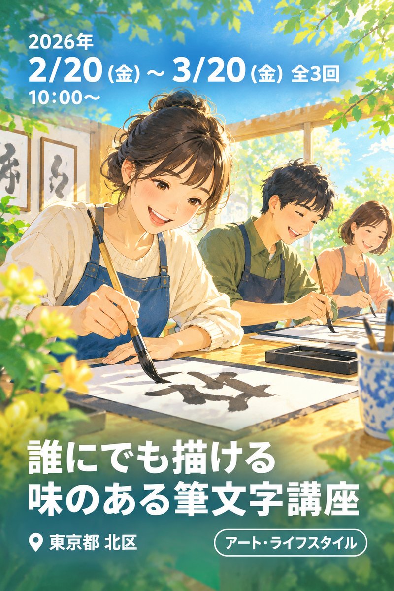 誰にでも描ける味のある筆文字講座