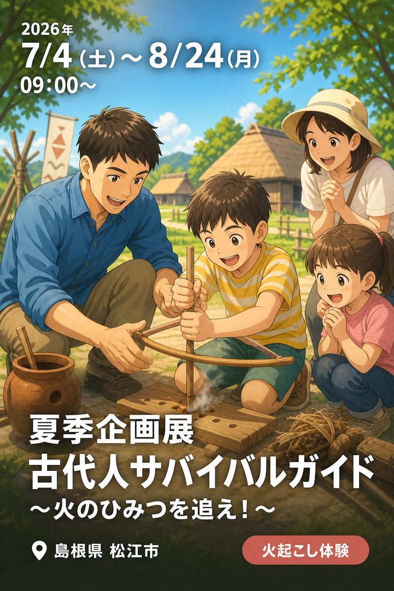 夏季企画展 古代人サバイバルガイド 〜火のひみつを追え！〜