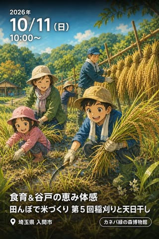 食育＆谷戸の恵み体感 田んぼで米づくり 第５回稲刈りと天日干し