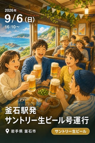 ＜三陸鉄道＞釜石駅発「サントリー生ビール号」運行について