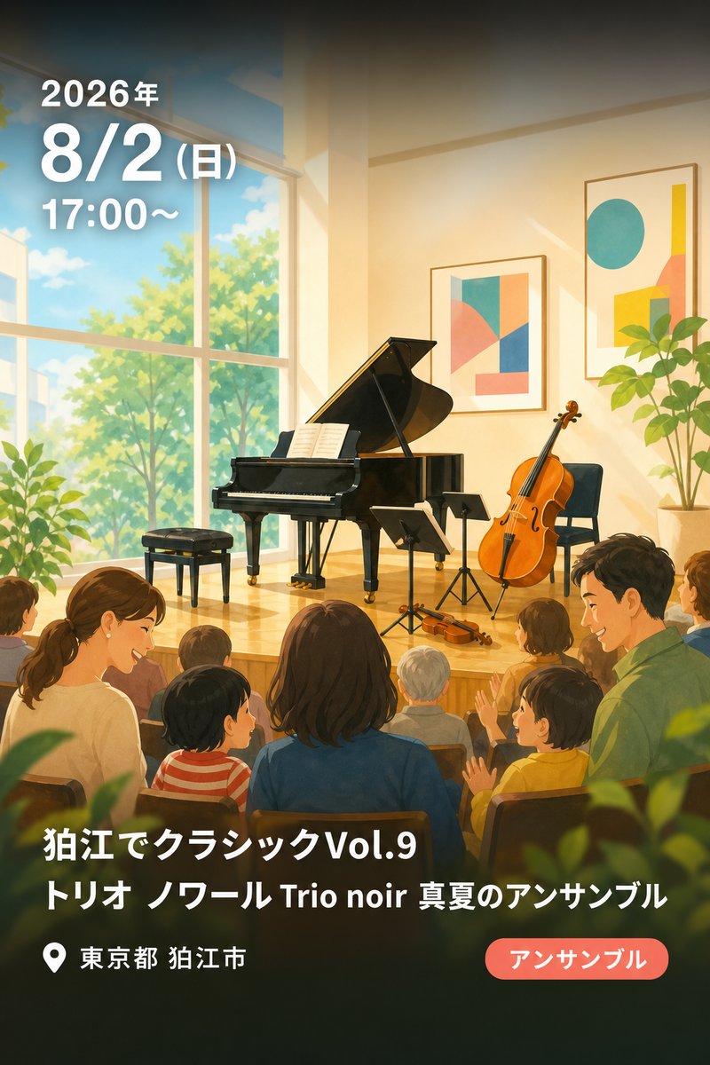 狛江でクラシックVol.9 トリオ ノワール Trio noir 真夏のアンサンブル