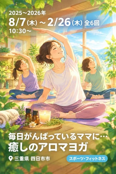 毎日がんばっているママに…癒しのアロマヨガ
