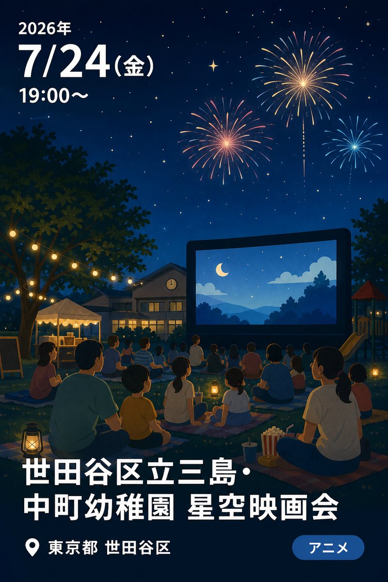 世田谷区立三島・中町幼稚園 星空映画会