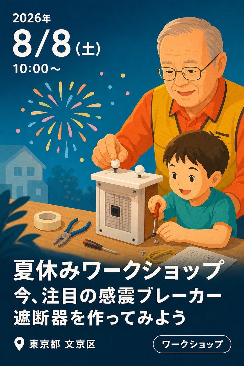 夏休みワークショップ 今、注目の感震ブレーカー遮断器を作ってみよう