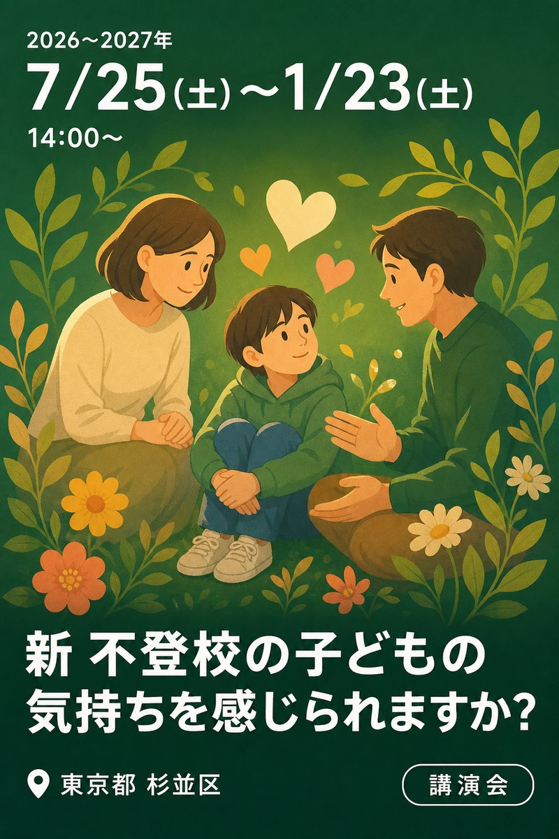 家庭教育講座 新 不登校の子どもの気持ちを感じられますか？