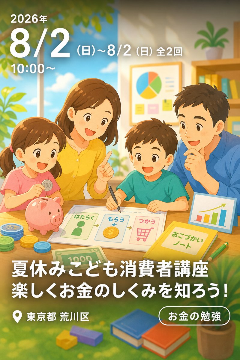 夏休みこども消費者講座 楽しくお金のしくみを知ろう！