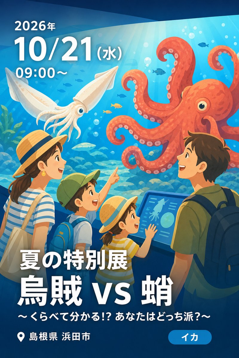夏の特別展 烏賊 VS 蛸 〜くらべて分かる!? あなたはどっち派?〜