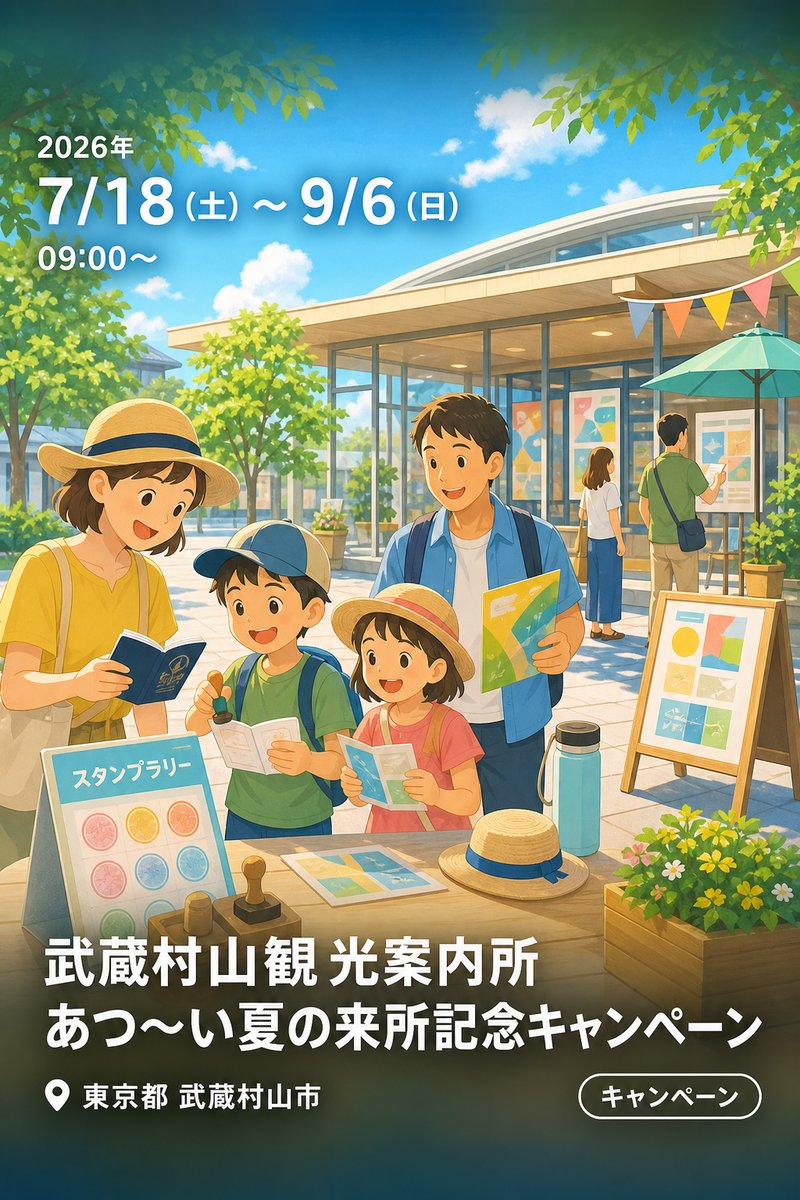 武蔵村山観光案内所 あつ〜い夏の来所記念キャンペーン
