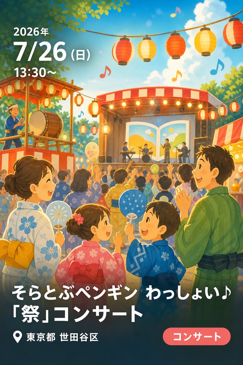 そらとぶペンギン わっしょい♪「祭」コンサート 〜絵本と音楽で楽しむ親子の夏まつり〜