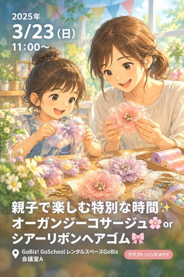 親子で楽しむ特別な時間💫オーガンジーコサージュ🌸orシアーリボンヘアゴム🎀