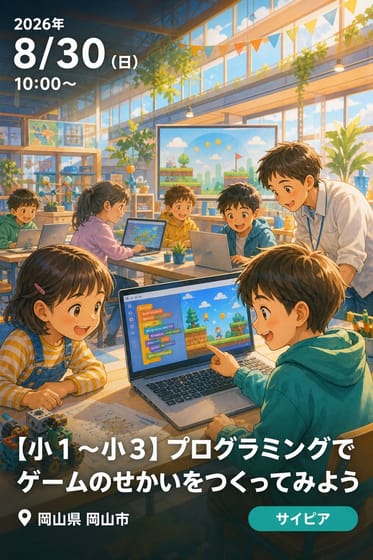 【小１～小３】プログラミングでゲームのせかいをつくってみよう（8/30）