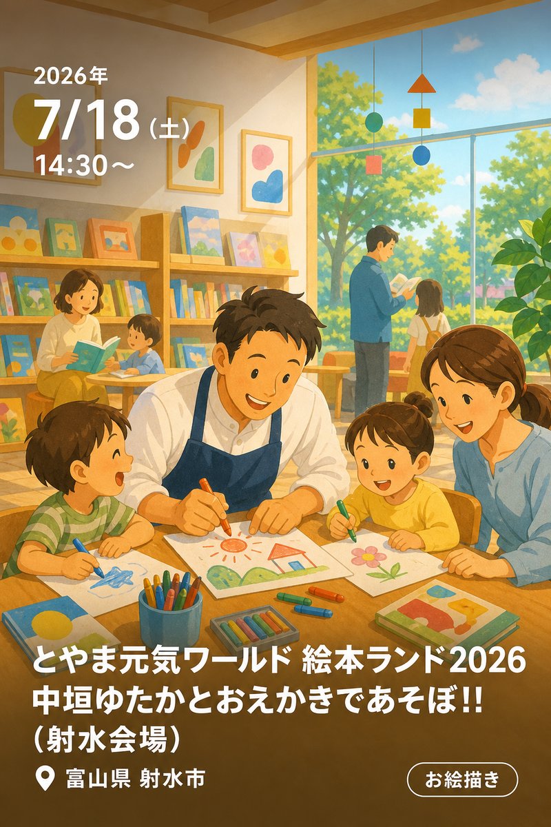 とやま元気ワールド 絵本ランド2026 中垣ゆたかとおえかきであそぼ!!（射水会場）