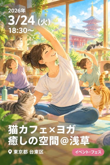猫カフェ×ヨガ 癒しの空間＠浅草