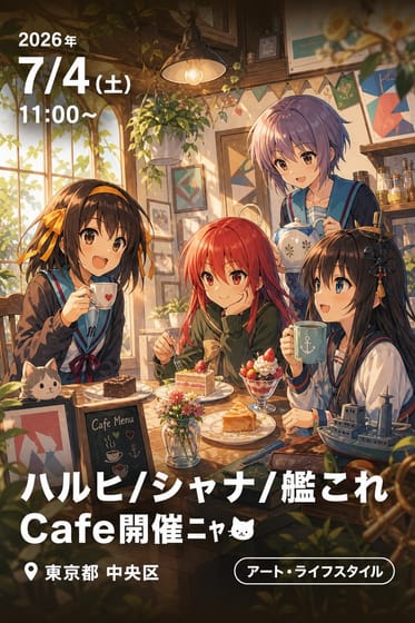 💖ハルヒ/シャナ/艦これ🐈໒꒱💖Cafe🫖開催ﾆｬ🐈
