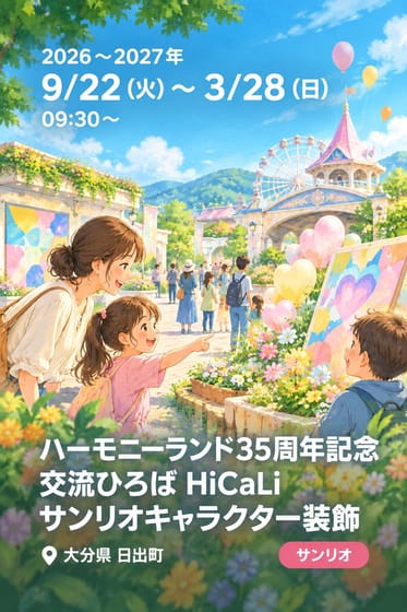 ハーモニーランド35周年記念 交流ひろば HiCaLi サンリオキャラクター装飾