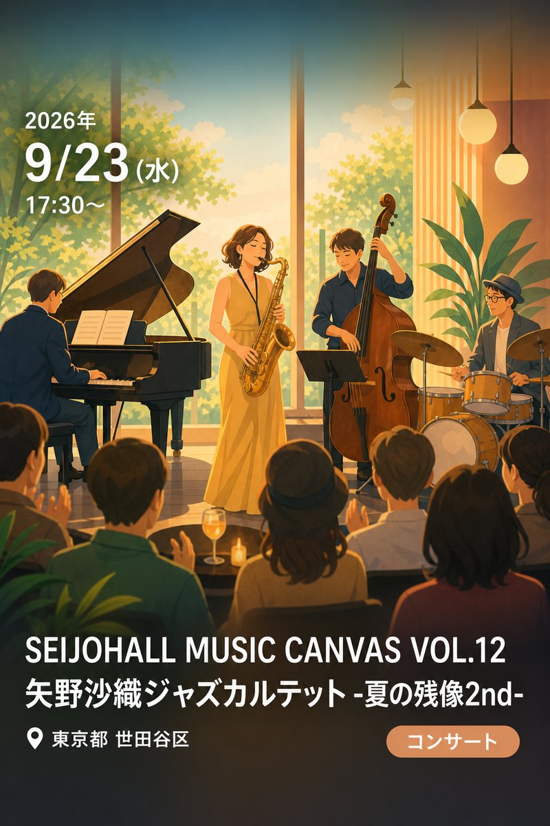 SEIJOHALL MUSIC CANVAS VOL.12 矢野沙織ジャズカルテット -夏の残像2nd-