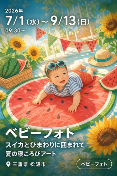 ベビーフォト スイカとひまわりに囲まれて 夏の寝ころびアート
