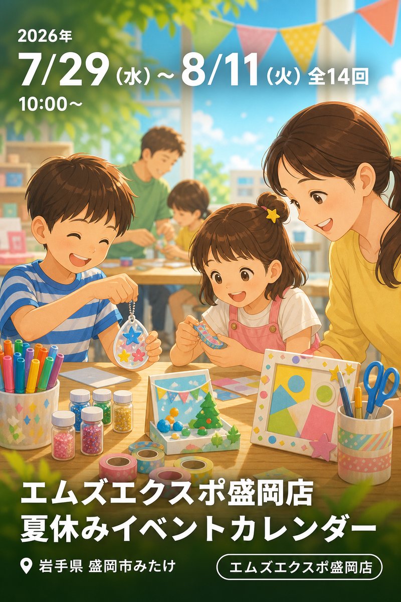エムズエクスポ盛岡店 夏休みイベントカレンダー