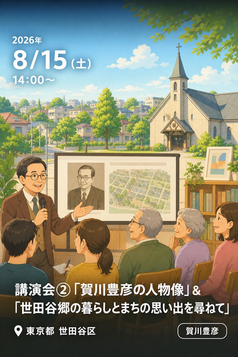 講演会②「賀川豊彦の人物像」＆「世田谷郷の暮らしとまちの思い出を尋ねて」