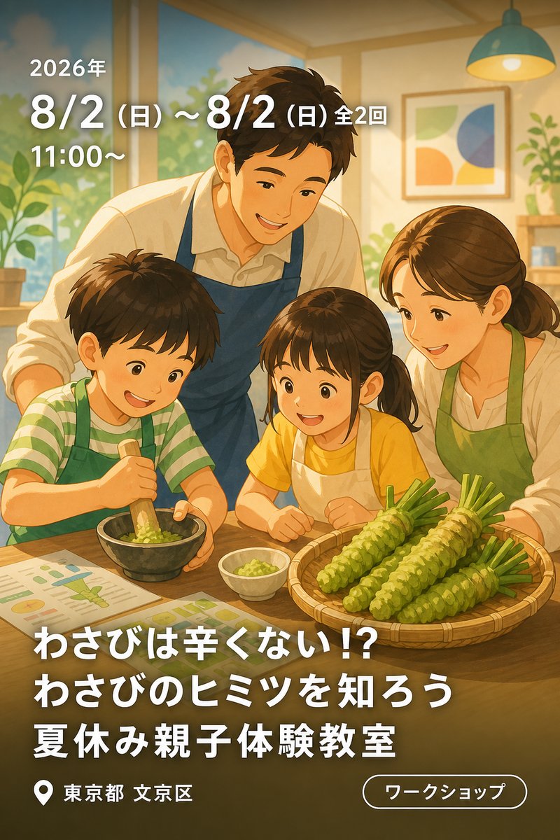 わさびは辛くない!? わさびのヒミツを知ろう 夏休み親子体験教室