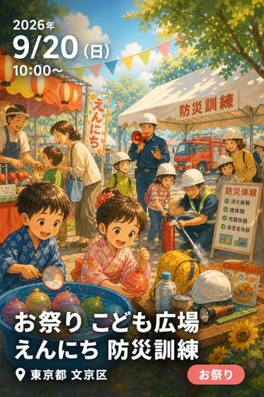 お祭り こども広場 えんにち 防災訓練