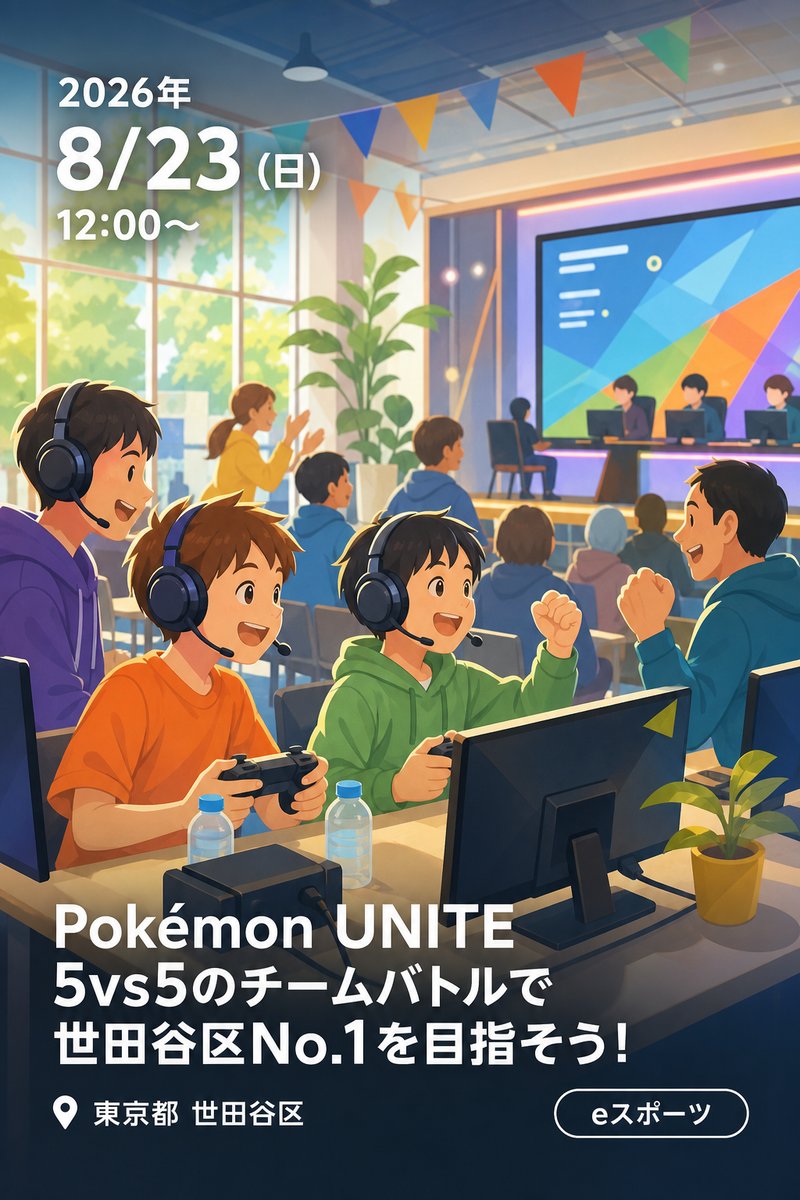 Pokémon UNITE 5vs5のチームバトルで世田谷区No.1を目指そう！