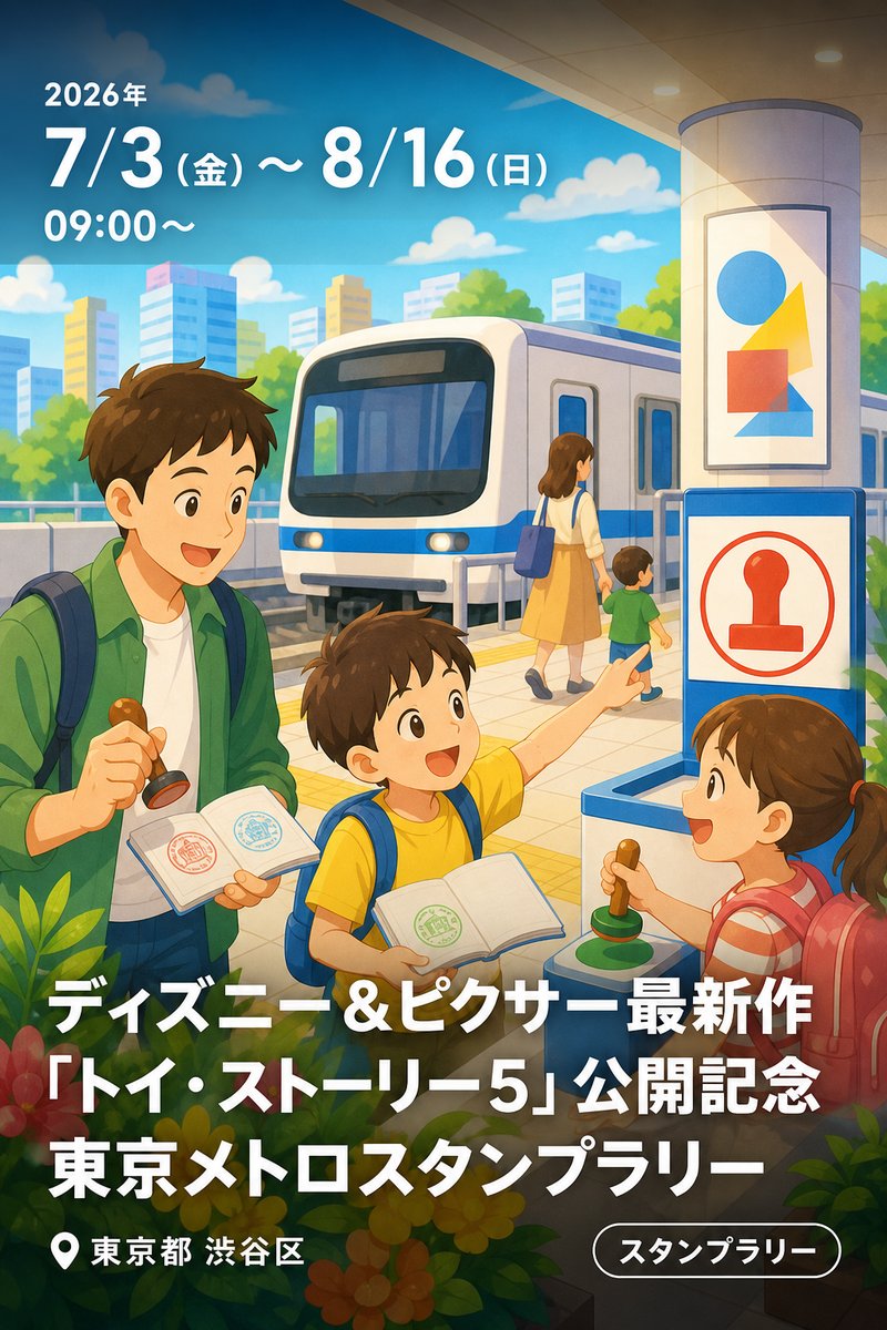 ディズニー＆ピクサー最新作「トイ・ストーリー5」公開記念 東京メトロスタンプラリー
