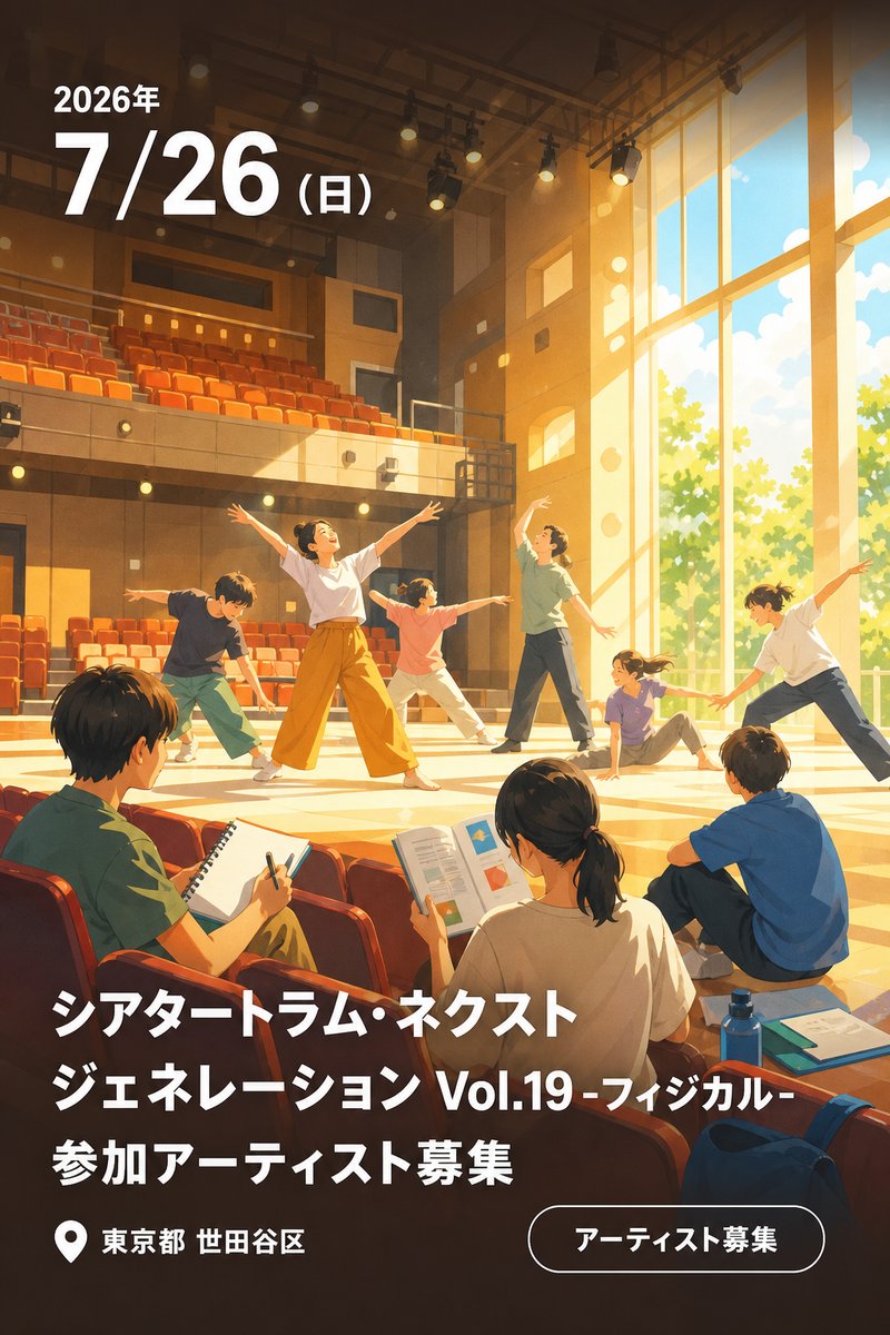 シアタートラム・ネクストジェネレーション Vol.19 -フィジカル- 参加アーティスト募集