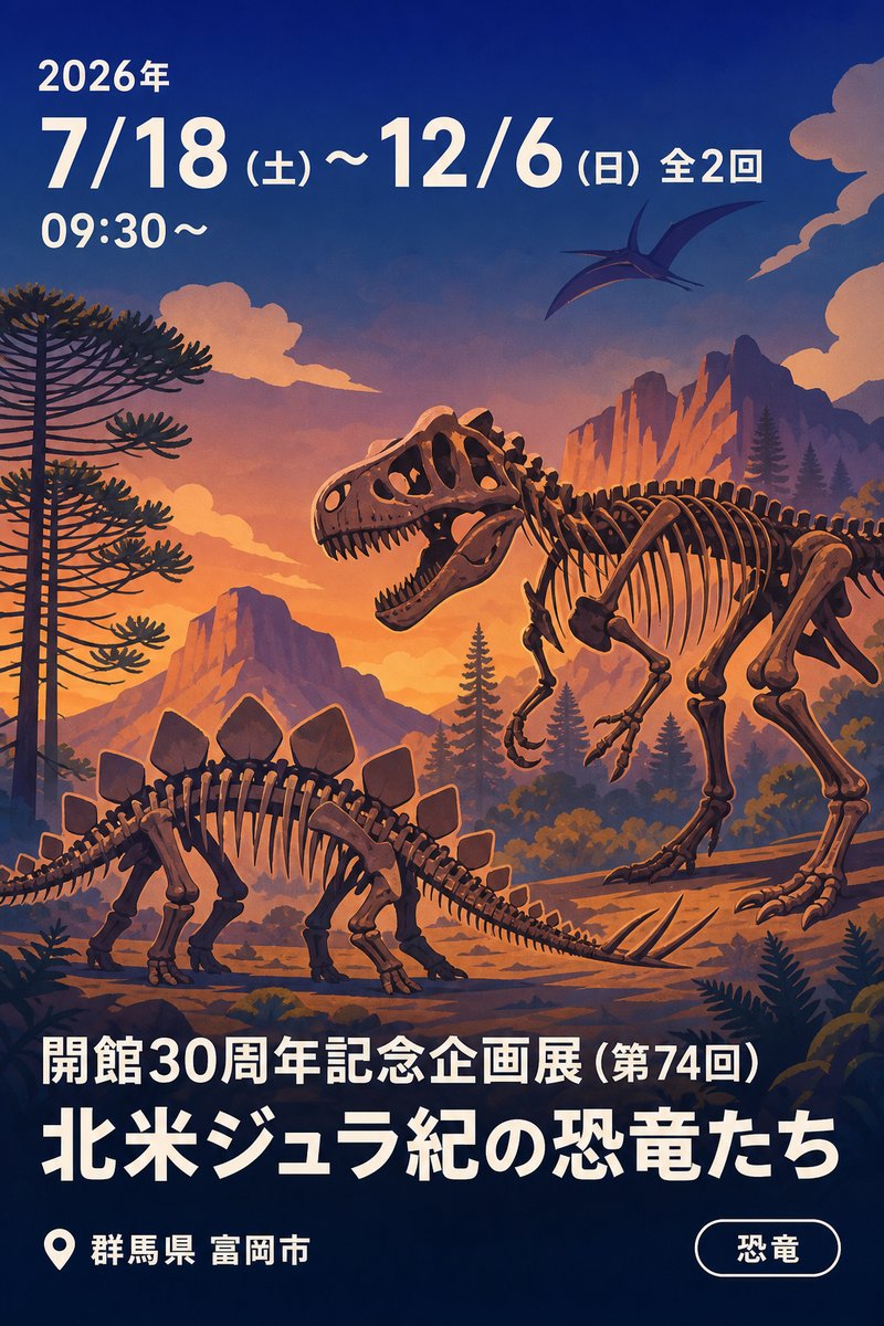 開館30周年記念企画展（第74回） 北米ジュラ紀の恐竜たち