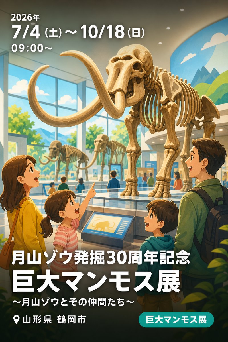月山ゾウ発掘30周年記念 巨大マンモス展 〜月山ゾウとその仲間たち〜