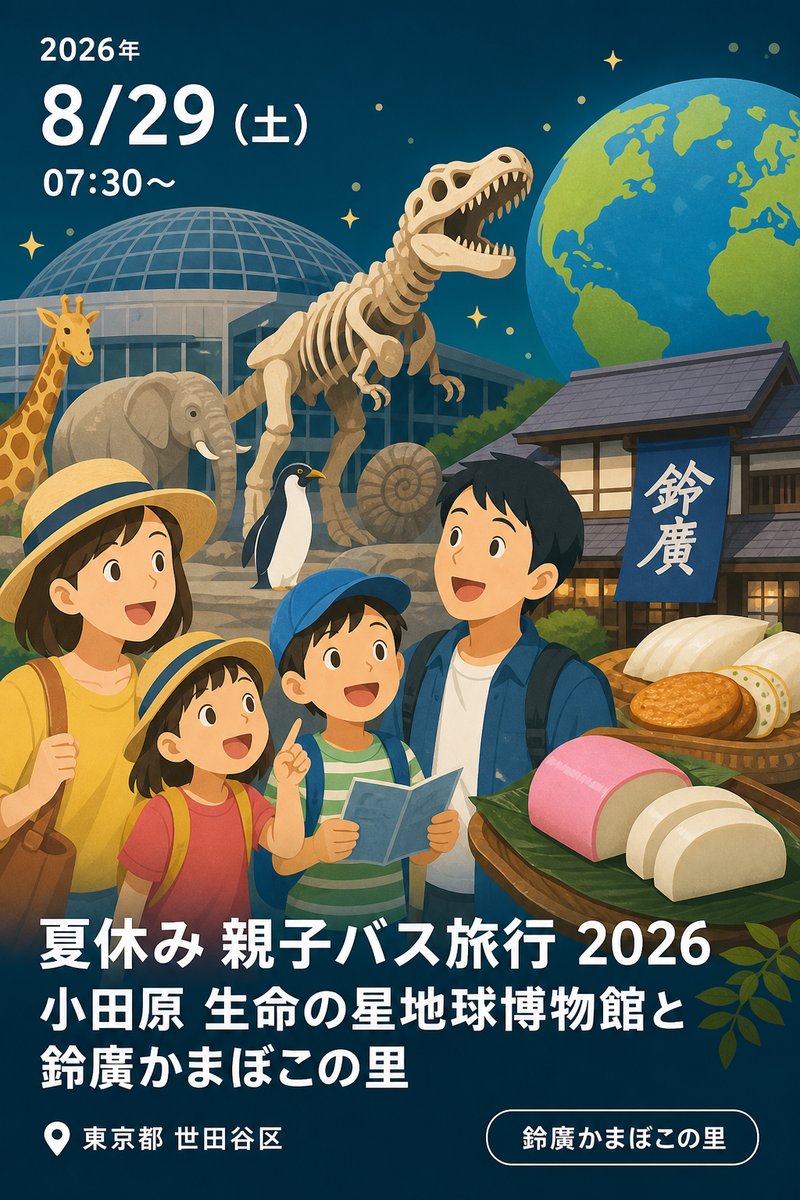 夏休み 親子バス旅行 2026 小田原 生命の星地球博物館と鈴廣かまぼこの里