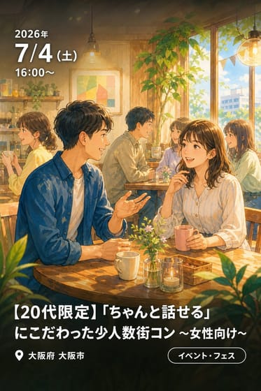 【20代限定】「ちゃんと話せる」にこだわった少人数街コン ～女性向け～