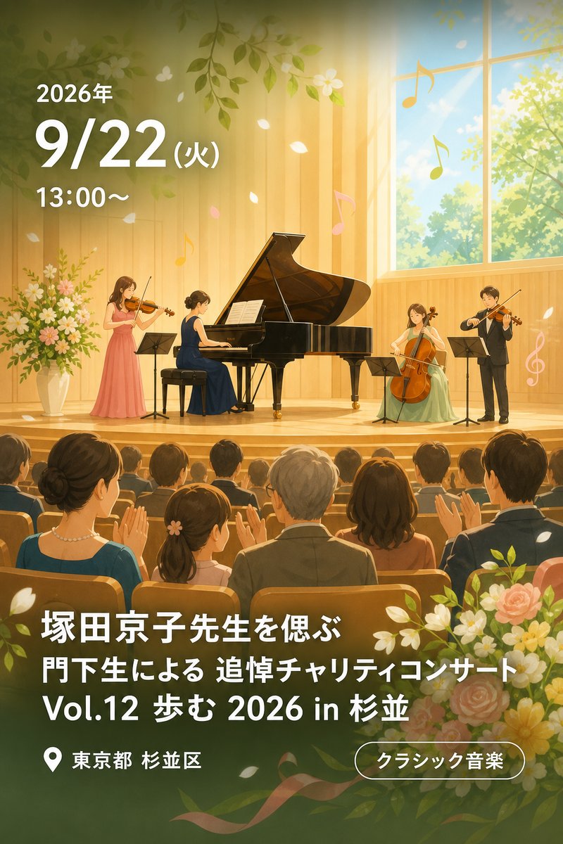 塚田京子先生を偲ぶ 門下生による 追悼チャリティコンサート Vol.12 歩む 2026 in 杉並