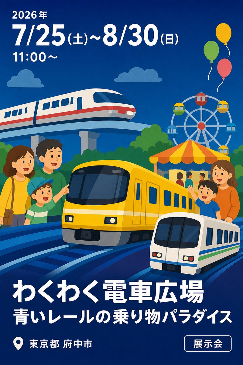 わくわく電車広場 青いレールの乗り物パラダイス