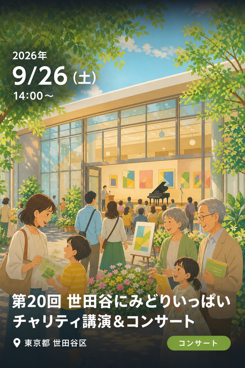 第20回 世田谷にみどりいっぱい チャリティ講演＆コンサート
